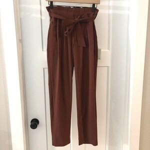 Brown Athleta Skyline Pant II PAPER BAG BOW TIE WAIST women's EUC size 0